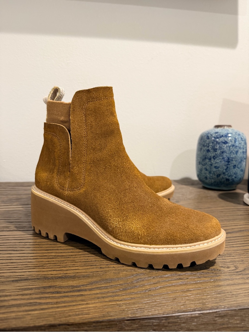 Dolce Vita Chestnut Suede Chelsea Lug Booties